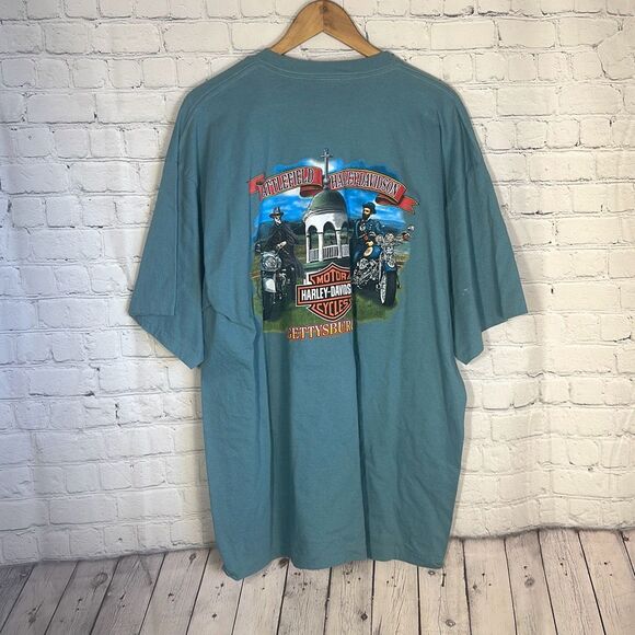 Harley Davidson Gettysburg Blue green Short Sleeve Tshirt size XXL 2XL - Picture 5 of 7
